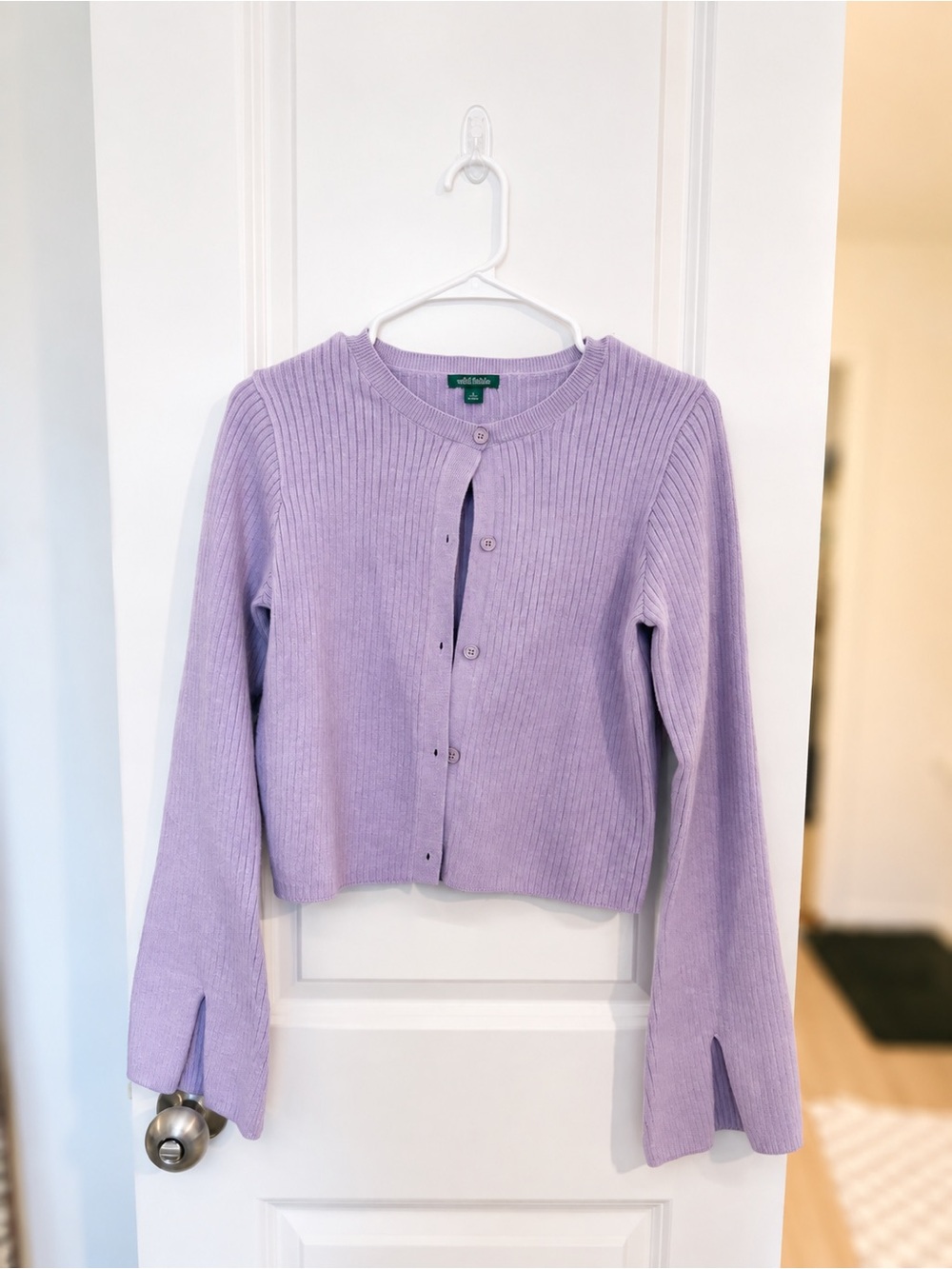Talbots Pastel Lavender Ribbed Button-Up Cardigan - Picture 1 of 1